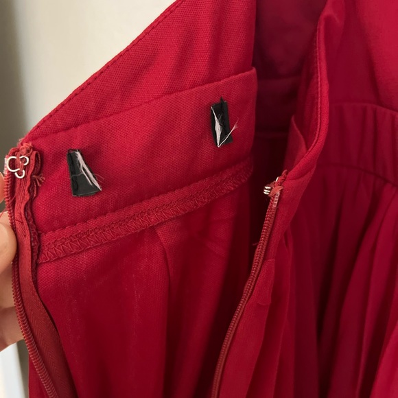 Bliss Red Pleated Maxi Dress Gown Prom - Picture 5 of 7